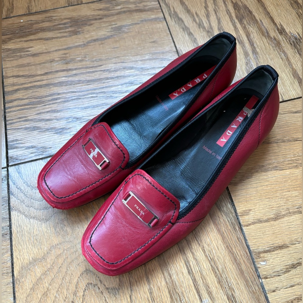 Prada (Vintage) Loafers - Red - 36.5 size